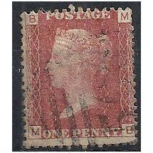 1858 SG43 1d Red Plate 104 Fine Used Check Letters "MB".