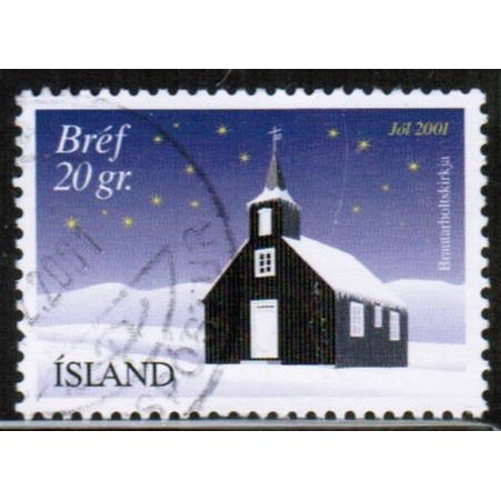 2001 Iceland Sc# 954 used - Christmas church 20g