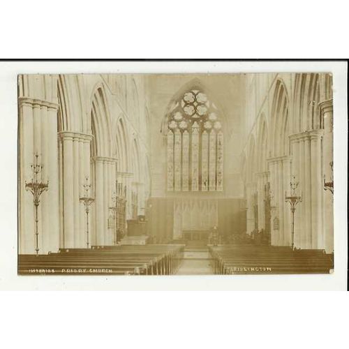Yorkshire BRIDLINGTON Priory Church Interior Postcard by J. Thresh