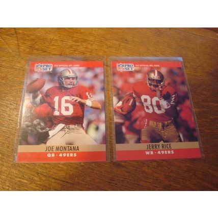 1990 Pro Set, 2-Cards, JOE MONTANA/JERRY RICE, 49ers