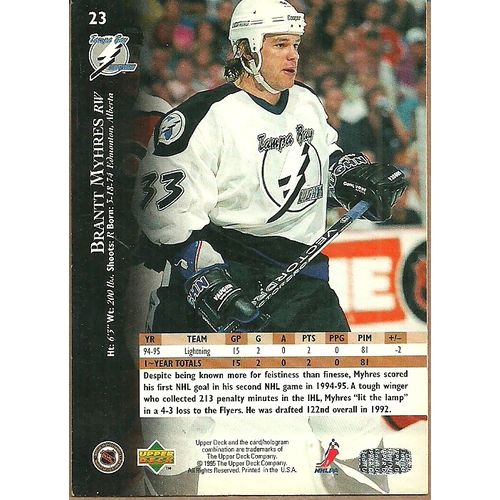 Upper Deck 1995 NHL Hockey Trading Card #23 Brantt Myhres 33 Tampa Bay Lightning