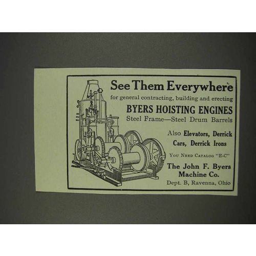 1910 John F. Byers Hoisting Engines Ad - See Them
