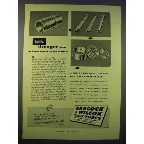 1946 Babcock & Wilcox Seamless & Welded Tubes Ad - Lighter