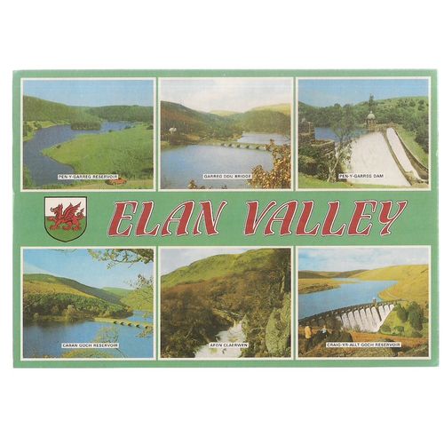 multiview, ELAN VALLEY, WALES, POWYS used vintage postcard 1986 postmark DRG #