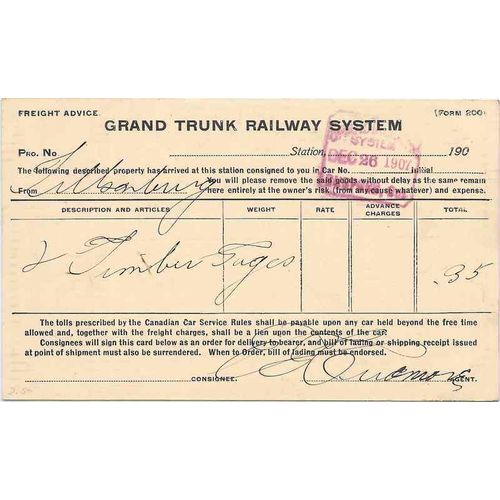 Canada Edward 1907 RPO, Burford ONT Grand Trunk on Official Postal Card