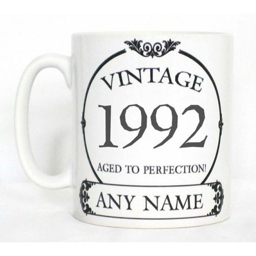 Vintage 1992 Aged To Perfection Mug PERSONALISED Wine Label Birthday Year Gift