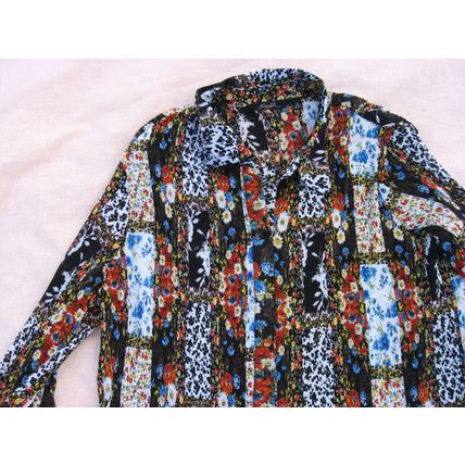 Essentials Milano Patchwork Blouse Shirt Top 2X Oversize Brown Crinkle Texture