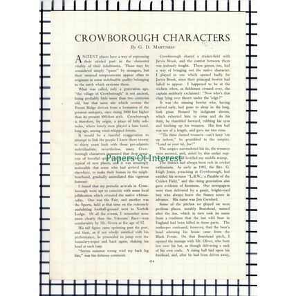 (6757) Crowborough Characters Sussex Jackie Lambert Sivers Smalley 1952 Article