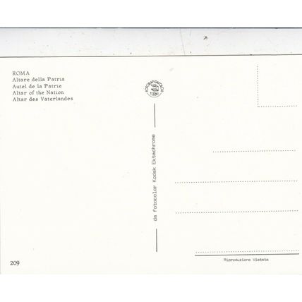 Roma Altare della Patria Italy Postcard unused VGC