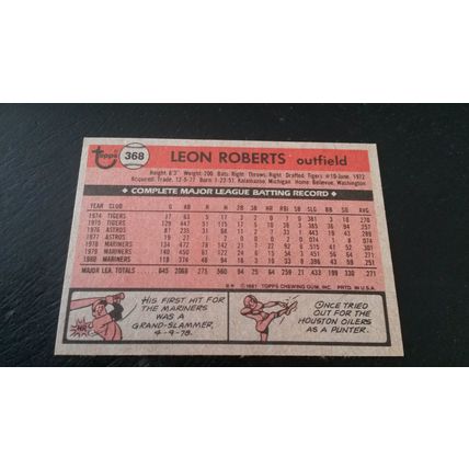 1981 Topps Card # 368 Leon Roberts Very Good-Excellent (4) Seattle Mariners