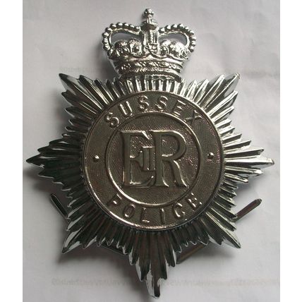 Sussex Police Helmet Plate QE11 Crown