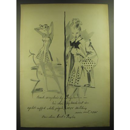 1947 Lord & Taylor Choir Boy Beach Coat and Swim Suit Ad - Brigance