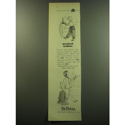 1949 De Pinna Pajamas Ad - Storybook bedtime
