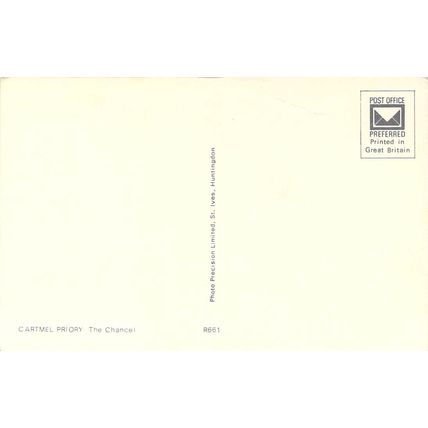 Cartmel Priory The Chancel postcard unused crease