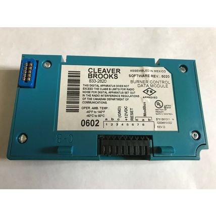 Cleaver Brooks 833-2820 BURNER CONTROL DATA MODULE 5020,SO