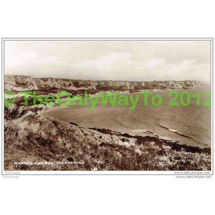 WARREN AND BAY, FOLKESTONE, KENT, ENGLAND, 1945, Postcard