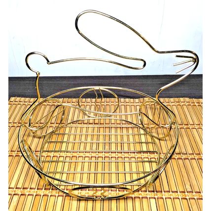 Gold Tone Easter Bunny Wire Egg Basket 9.5" H X 8" W Easter Rabbit Candy Basket