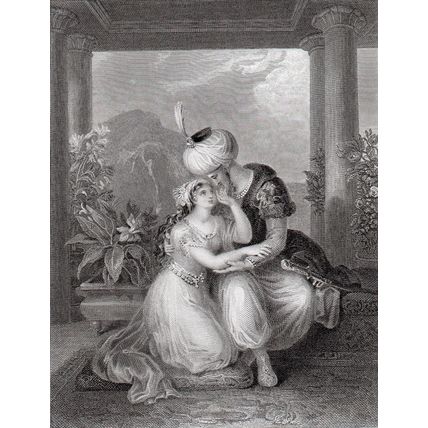 BRIDE OF ABYDOS 1833 Samuel Sangster - Henri Decaisne - Lord Byron ENGRAVING