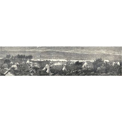 PANORAMA OF THE DIAMOND FIELDS VAAL RIVER, SOUTH AFRICA 1872 VICTORIAN ENGRAVING