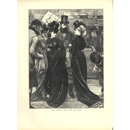 SPECIAL TRAIN FOR THE MEET 1872 VICTORIAN ENGRAVING