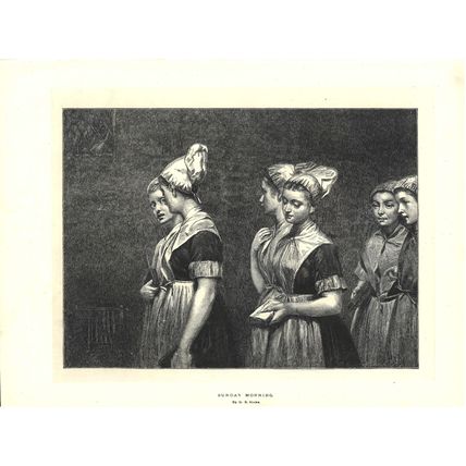 SUNDAY MORNING 1872 George Elgar Hicks VICTORIAN ENGRAVING