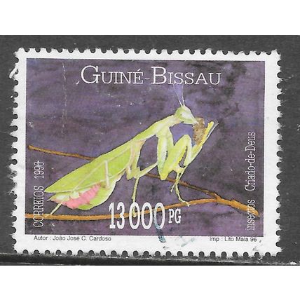 GUINEE GUINEA BISSAU 1996 INSECT PREYING MANTIS BLUE PMK POSTALLY USED
