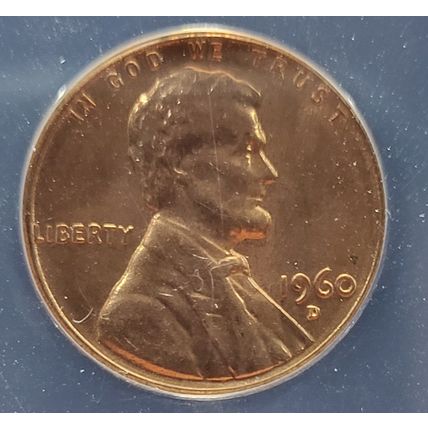 1960-D/D Large Date MS63 Red One Cent Coin
