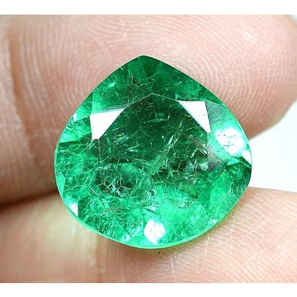 9.65 Ct Natural Colombian Green Emerald Pear Loose Gemstone