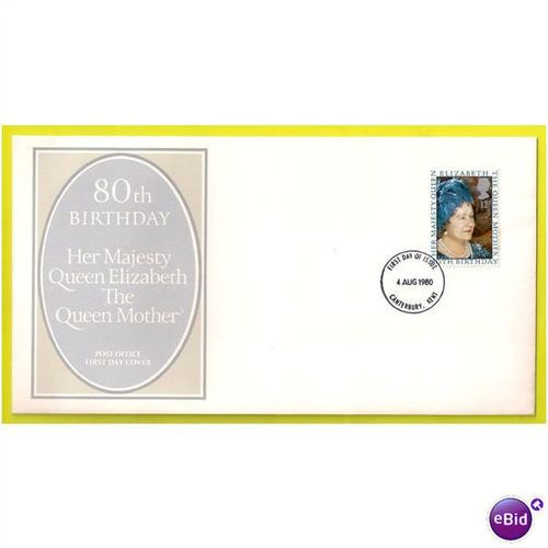 First Day Cover 1980 80th Birthday Her Majesty Queen Elizabeth The Queen Mother