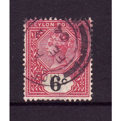 CEYLON 1899 SG 259 6c ROSE - BLACK FINE USED