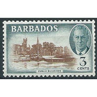 Barbados 1950 SG273 3c Reddish-Brown & Blue-Green Fine Mounted Mint ... .