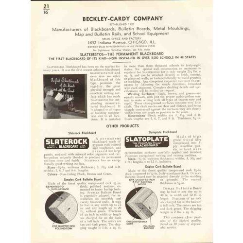 beckley-cardy company 1938 slatebestos blackboard vintage catalog