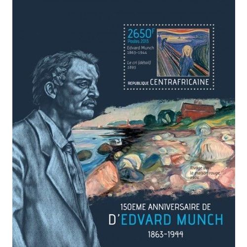 CENTRAL AFRICA 2013 SHEET MNH EDVARD MUNCH ART PAINTINGS ARTE PINTURAS 1A