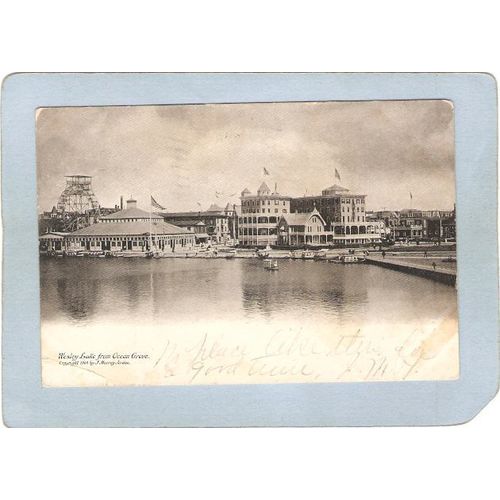 New Jersey Asbury Park Amusement Park Postcard -Wesley Lake From Ocean Gro~129