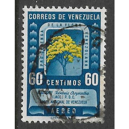 VENEZUELA 1950 PROTECTION OF FLORA 60c BLUE TABEBIA NAT TREE SG854 FINE USED#2