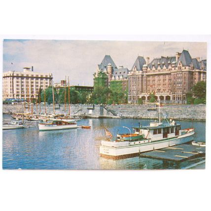 old postcard Empress Hotel & Victoria Harbour, Victoria