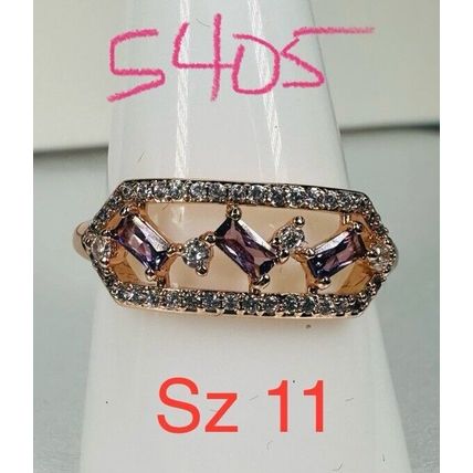 NWT Ring Bomb Party Sz11 RBP Brilliant Purple Gems Yellow Gold Pl Band