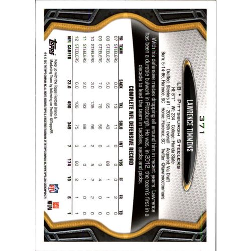 2013 Topps Football Lawrence Timmons