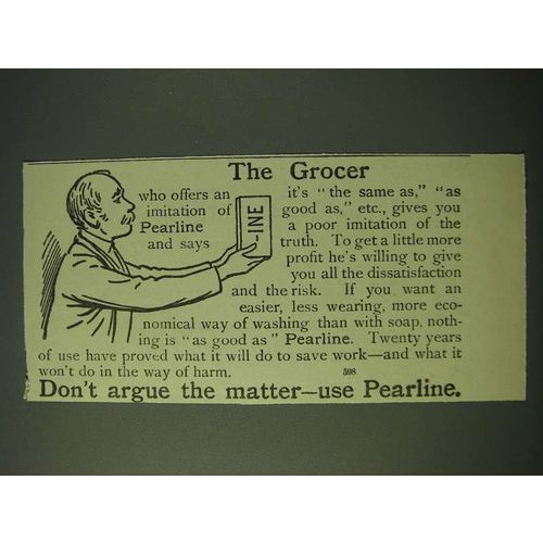 1900 Pearline detergent Ad - The grocer