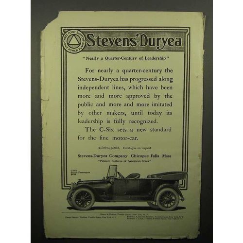1913 Stevens-Duryea C-Six Seven Passenger Car Ad