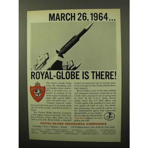 1964 Royal-Globe Insurance Ad - Tartar Missile
