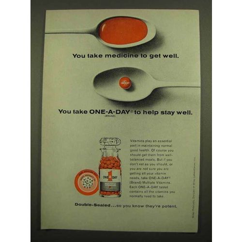 1965 One-A-Day Vitamins Ad - Take Medicine to Get Well