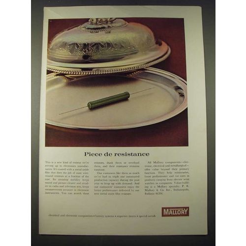 1965 Mallory Electronic Components Ad - Piece de Resistance