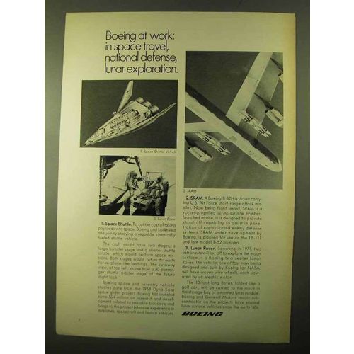 1970 Boeing Ad - Space Shuttle, SRAM and Lunar Rover
