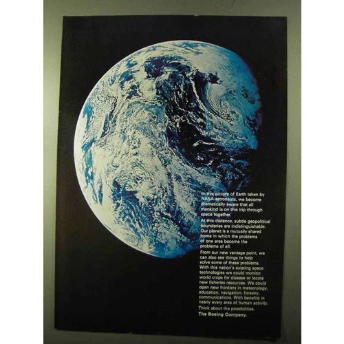 1970 Boeing Company Ad - Picture of Earth Taken by NASA