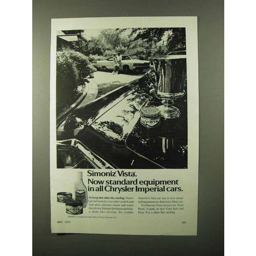 1971 Simoniz Vista Wax Ad - All Chrysler Imperial Cars