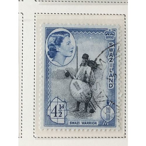 Swaziland QEII 1956 4½d Black & Deep Bright Blue Used SG 57 Sc 59 Stamp Warrior