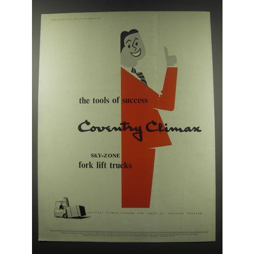 1957 Coventry Climax Sky-zone Fork lift trucks Ad - The tools of success