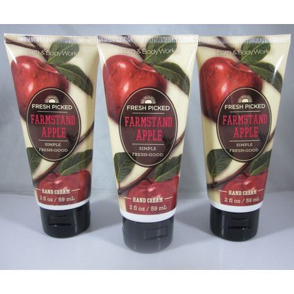 3 Bath & Body Works Hand Cream 2 oz shea butter vit e Farmstand Apple