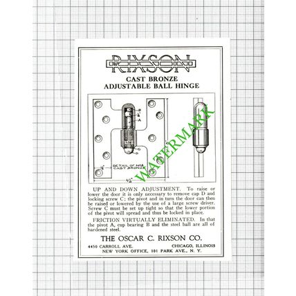 The Oscar C Rixson Co Chicago New York America -1926 Small Cutting